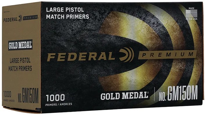 Federal-GM150M-Match-Large-Pistol-Primers-For-Sale Federal Premium Gold Medal Large Pistol Match Primers #150M - Image 1